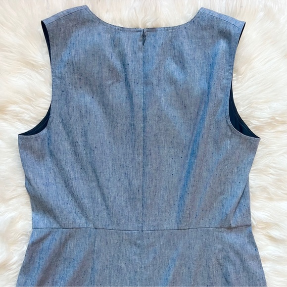 New! THEORY Seamed Wide Leg Jumpsuit in Linen Denim - Picture 8 of 9